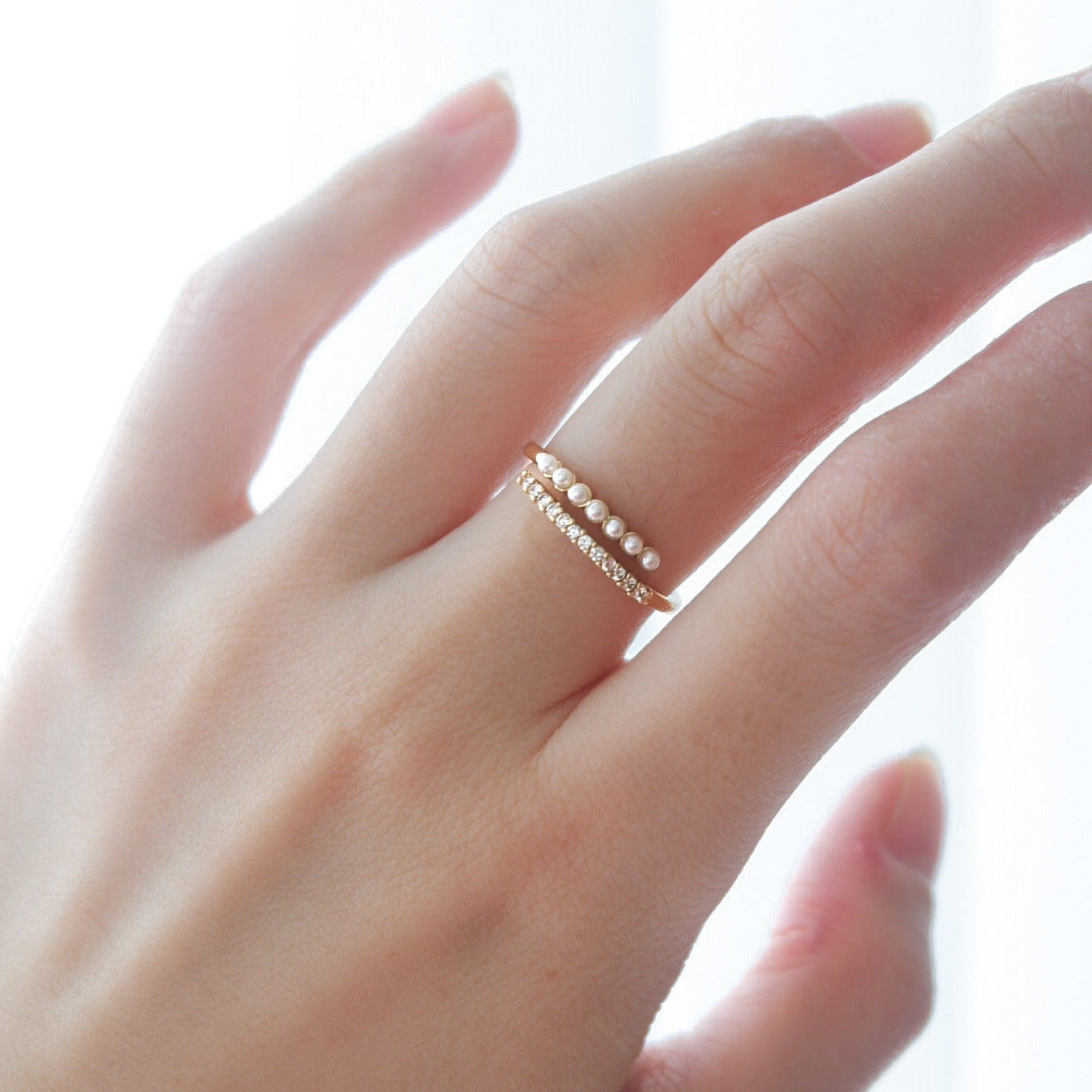 Lunara Pearl Adjustable Ring (Gold)