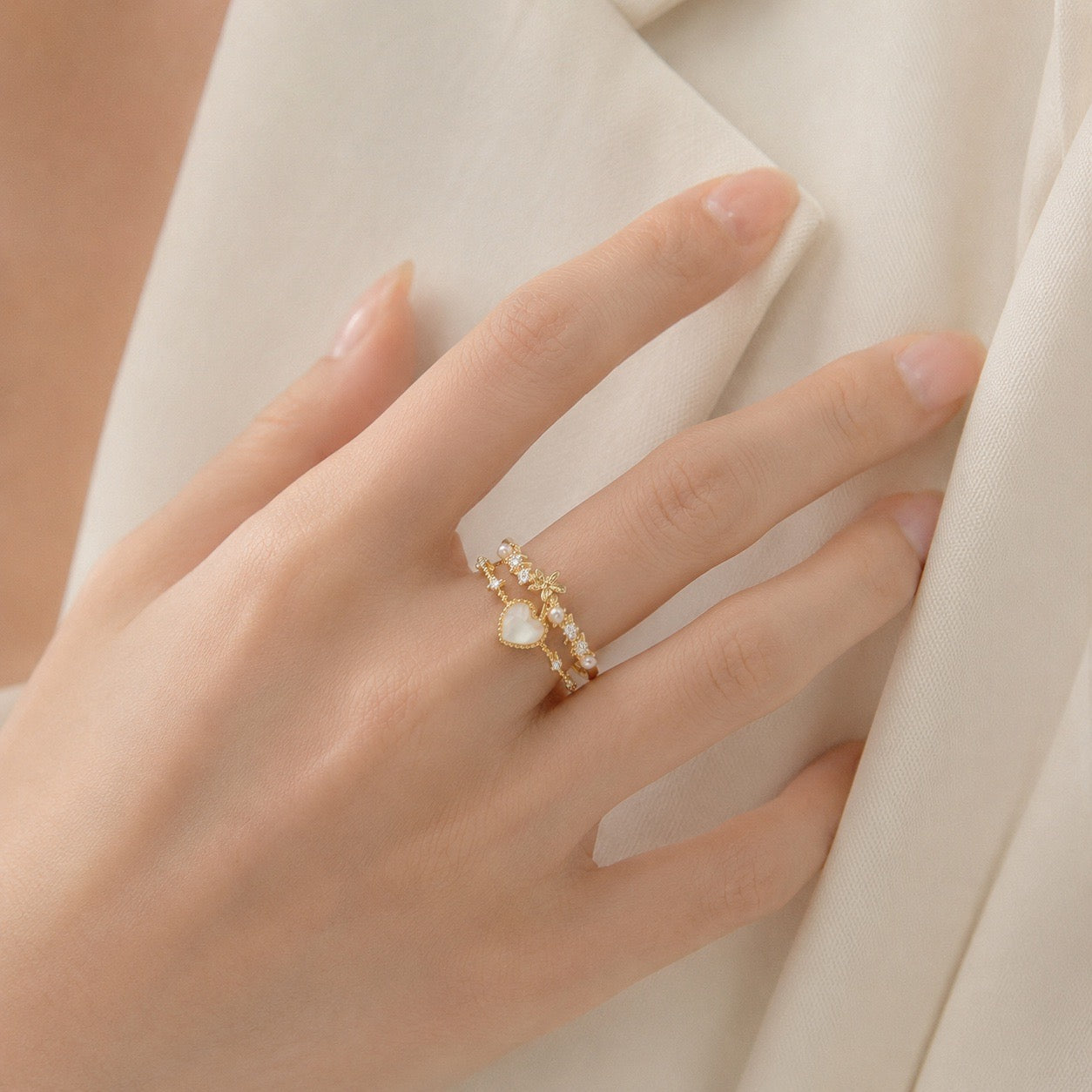 Fleur Amour Adjustable Ring (Gold)
