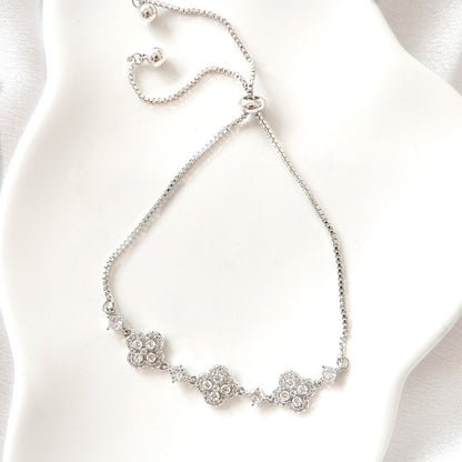 Lucky Clover Adjustable Bracelet (Silver)
