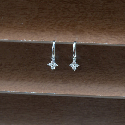 Clover Huggie Hoop Earrings (Silver)
