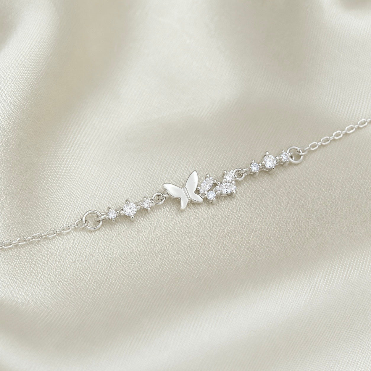 Moonlit Butterfly Bracelet (Silver)