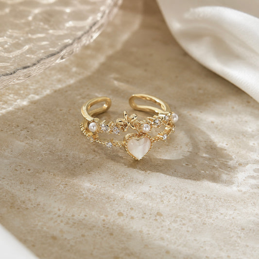 Fleur Amour Adjustable Ring (Gold)